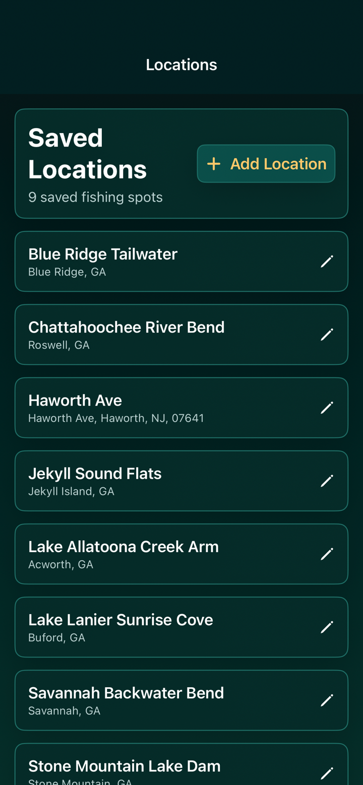 iPhone saved locations screen